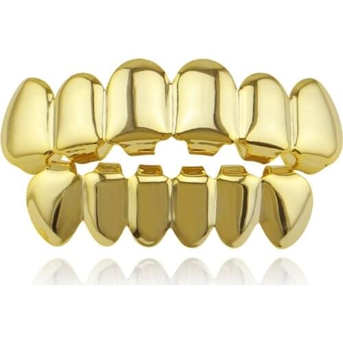 2020 New Gold Hip Hop Single Tooth Cap Top Bottom Grill Gold