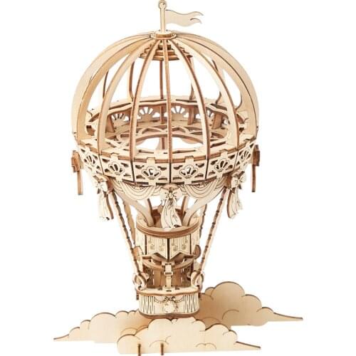 Robotime Self Assembly Mechanical Gear Model DIY Wood 3D Puzzle Toy Hot Air Ballon TG406
