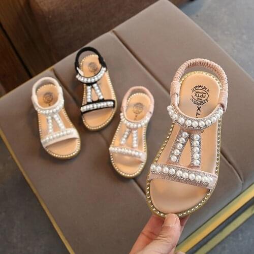 2020 Summer Kids Sandals For Girls Princess Dance Shoes Children Beach Shoes Girls Open Toe Flat Shiny Rhinestone Sandals 21-30