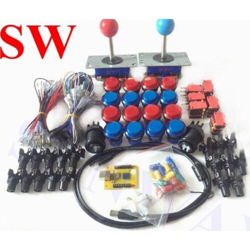 LED Arcade DIY Kit LED PC/ Ps 3 2 in 1 USB to Joystick Arcade Game Parts for USB MAME Controller & Raspberry Pi Console DIY