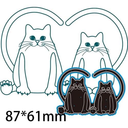 Cutting Dies Cute Heart Cat Stencil Craft for Scrapbook Stamps Dies Embossing Paper Gift Card 87*61mm