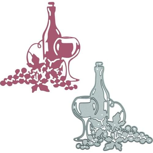 Scrapbooking Cutting Die Wine In Glass Bottle Grape Pattern Cutter Mold For Clipart Decorating Handcraft Paper Craft