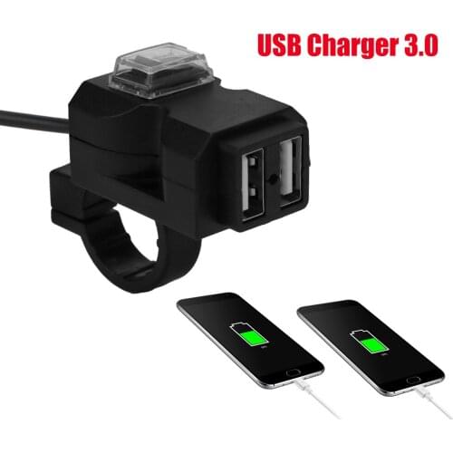 12V USB Motorcycle Chargers 3.0 Power Adapter Socket Waterproof Dual Ports Dirt Pit Bike Motorbike Accessories Motor Universal