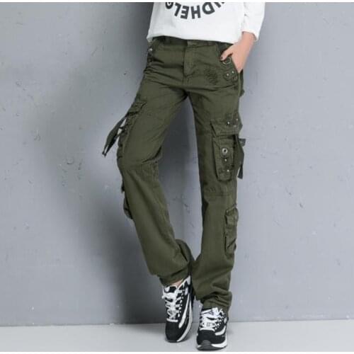 Women Multi-pockets Big Yards Plus Size Hiking Outdoor Travelling Casual Female Cargo Pants Camouflage Overalls