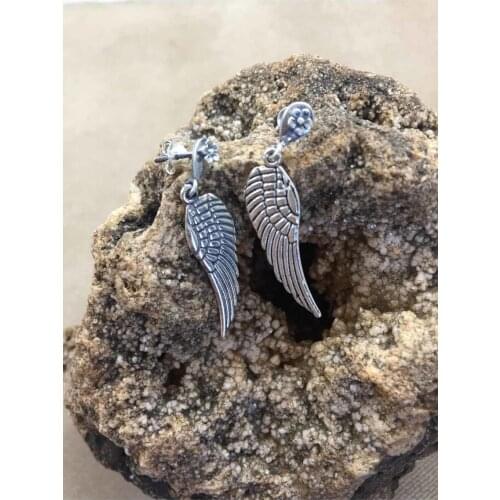 Oxidized Filigree Silver Wing Motif Womens Earrings