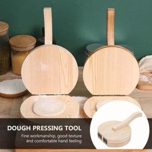 1pc Wooden mini Dumpling Wrapper Presser Dumpling Pressing Tool For Household Baking Pastry Kitchen Tools Khaki Color