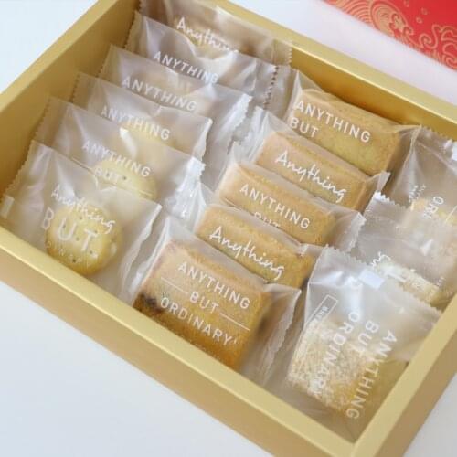 100 Pcs Transparent Frosted Cookie Biscuit Bag Sealed Bag Snowflake Crisp Packaging Bag Nougat Candy Cranberry Dried Fruit Bag