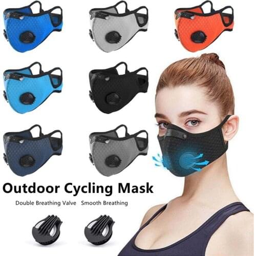2@#Bicycle Motorcycle Mask Cycling Sport Training Black Filter Hot Sale with Filter Chip Washable Reusable Dustproof Respirator