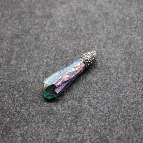 3pcs Titanium Quartz Crystal Druzy Crystal Irregular Stone Necklace Pendants Chain Necklace Druzy Drusy Bracelet Connector