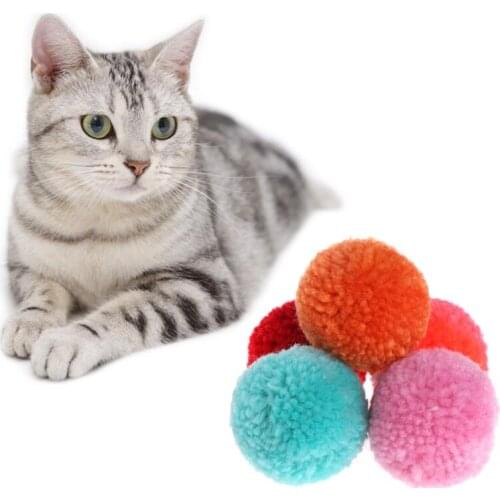 5 Pcs Cat Toy Plush Balls Assorted Pet Game Kitten Interactive Soft Candy Color