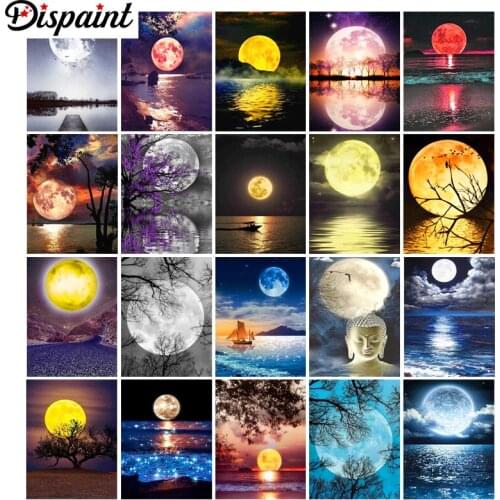 Dispaint Diy 5d Diamond Painting "Moon sea landscape" Cross Stitch Square Round Diamond Embroidery Handwork Rhinestone Art