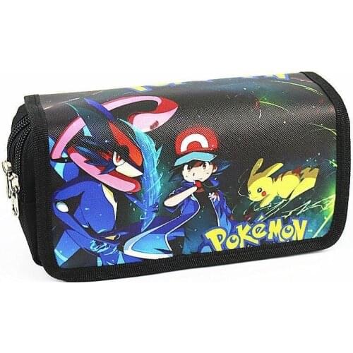 Cartoon Pokemon Pencil Case Pikachu Pencil Case Boy Girl School Pencil Bag Cute Coin Purse Double Zipper Pen Bag Christmas Gift