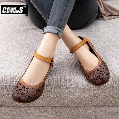 Cuculus 2020 Summer Handmade Shoes Platform Wedges Women Pumps Flower Embroider Genuine Leather Women Casual Shoes High Heels