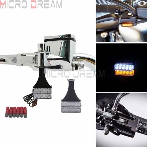 DC 12V Universal Dual Mini LED Turn Signals Running Light Brake Clutch Lever Flashers Front Rear Led Blinker Indicators Bracket