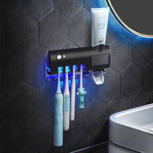 Toothbrush Holder Saniti zer with Toothbrushes Clean Function and U V Light, Wall-Mounted Organizer for Bathroom