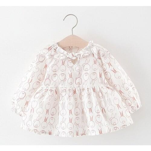 Kids Baby Dress For Girls Clothes Spring/autumn Children Baby Print Princess Dress With Bow Cute Baby Girl Clothing Fashion