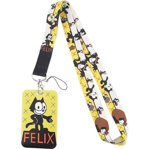 ER696 Cat Cartoon Lanyards Id Badge Holder Student Hanging Neck Mobile Phone Lanyard Badge Subway Access Card Holder