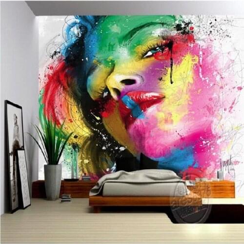Photo wallpaper 3D hand-painted abstract colorful figure theme mural living room TV background fashion srore wallpaper mural
