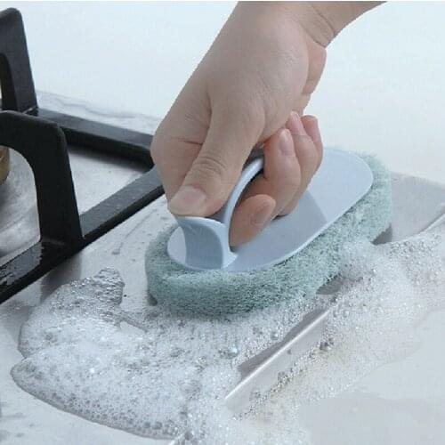 050 Kitchen cleaning tool handle cleaning brush magic fiber sponge brush kitchen bathroom window smoke lampblack machine cleaner