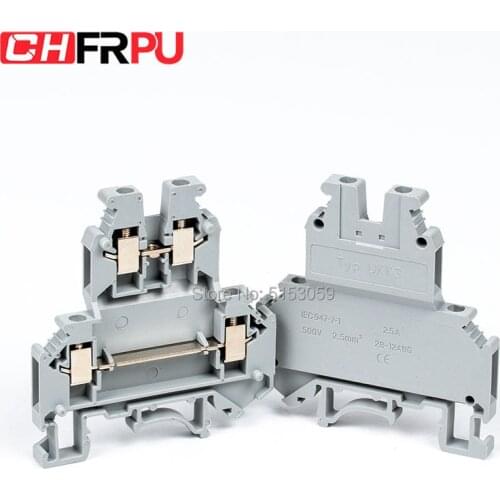 10Pcs UKK-3 Din Rail Terminal Blocks UKK3 Connector Double Layer Terminal Blocks Screw Electrical Wiring