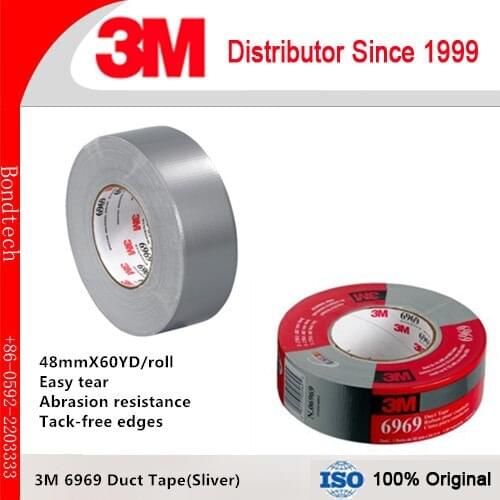 3M 6969 Duct Tape provide good holding power, easy tear, abrasion resistance, and tack-free edges,Sliver 48mmX60YD 1roll/ pack