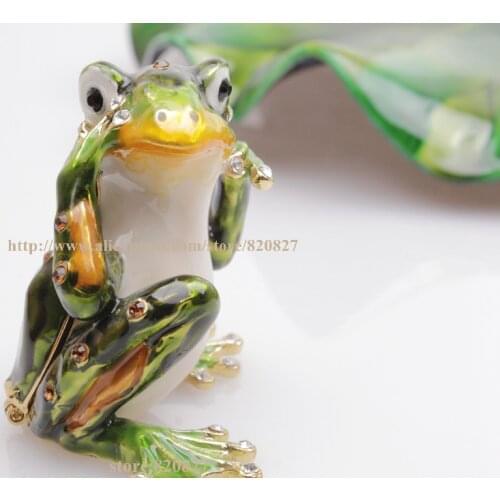 Hear No Evil Frog Trinket Box Mini Frog Trinket Box Bejeweled Metal Hinged Collectable Frog Box Frog Trinket Box
