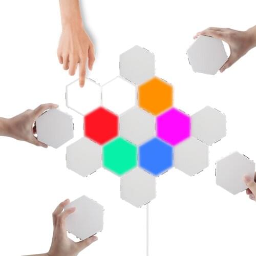 Quantum Lamp LED Hexagonal Lamp Modular Touch Sensitive Wall Light Magnetic Creative Decoration Wall Lamp for Home Living Room