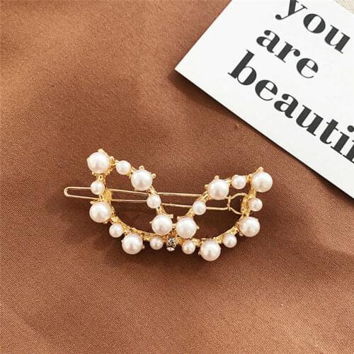 HOT SALE Pearl Hair Clips Summer Geometric Snap Barrettes Stick Hairpin Hair Accessories for Women Clips Styling Tools Headwear