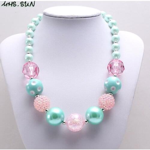 MHS.SUN 2019 New fashion bubblegum beads kids necklace diy chunky pearl necklace baby girls choker jewelry for party gift 1pc