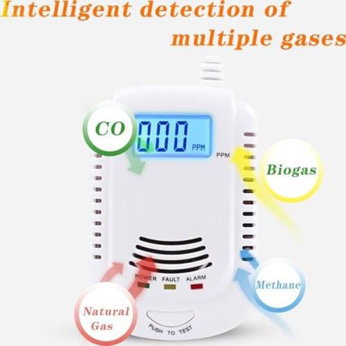 Independent Plug in Combustible Natural Gas Detector LCD Display Gas Leak Alarm with Voice Warning Alarm Sensor