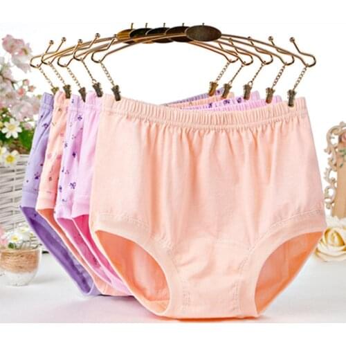 Middle-aged And Elderly Women Panty Underwear Plus Size Breathable Cotton Panties High Waist Mother Grandmother Brief Underpants