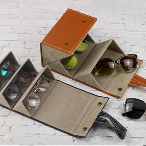 Glasses Case Cover PU Leather 4/5/6 Pair Sunglasses Holder Box Eyeglasses Solid Storage Box Magnet Switch PU Bag