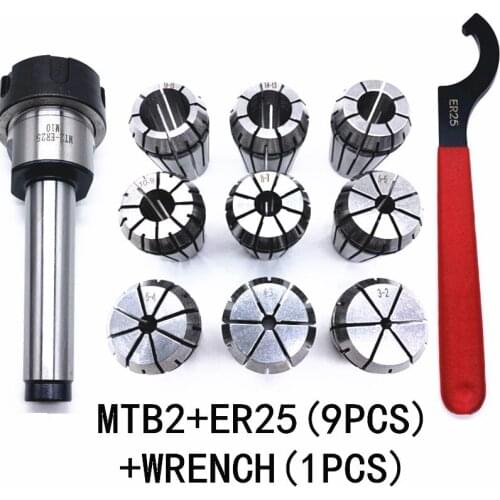 ER25 Spring Clamps 9PCS MT4 ER25 1PCS ER25 Wrench 1PCS Collet Chuck Holder Face Milling Arbor Adapter for CNC Milling Tools