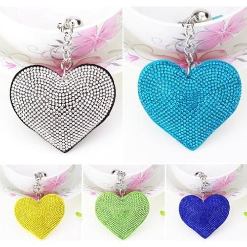 Heart Keychain Leather Tassel Key Holder Metal Crystal Key Chain Keyring Charm Bag Car Pendant Key Chains Gift Wholesale Price