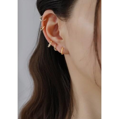 925 sterling silver earring fashion geometric circle ear ring ear clip without ear hole false Simple ear bone boy girl ear jewel