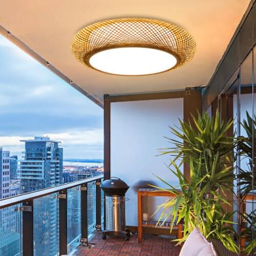 LED modern minimalist creative personality balcony aisle hallway entrance round bamboo ceiling light