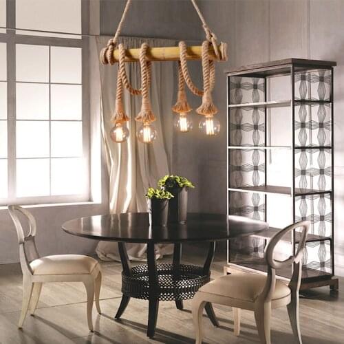 Vintage Hemp Rope Pendant Lights Loft Industrial Style Classical Indoor Lighting Lamp DIY For Edison bulb E27 Rope Light Base