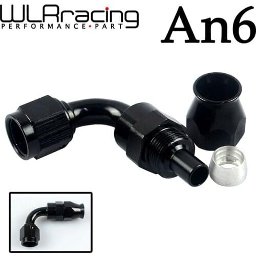 WLR RACING - Black High Quality PTEF AN6 AN-6 90 DEGREE REUSABLE SWIVEL HOSE END FITTING AN6 WLR-SL6090-06-021