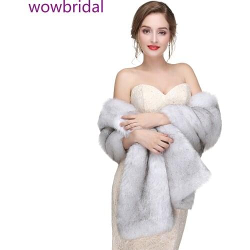WOWBRIDAL Warm Faux Fur Winter Bridal Cape Wedding Cloaks Party Wraps Jacket Wrap Boleros De Encaje Boleros De Mujer