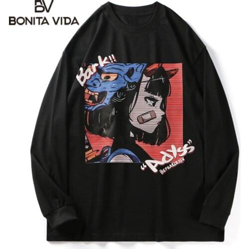 Bonita Vida Tees Shirts Japanese Anime Cartoon Girl Print Tshirts Streetwear Hip Hop Mens Harajuku Loose Casual Fashion Tops