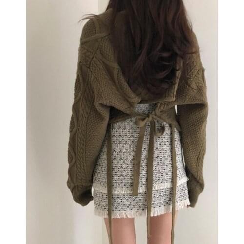 Women Autumn Short KnittedTwist Sweater Pullover Backless Lacing Jumper Plus Size Pull Femme Sueter Mujer Jersey Truien Dames