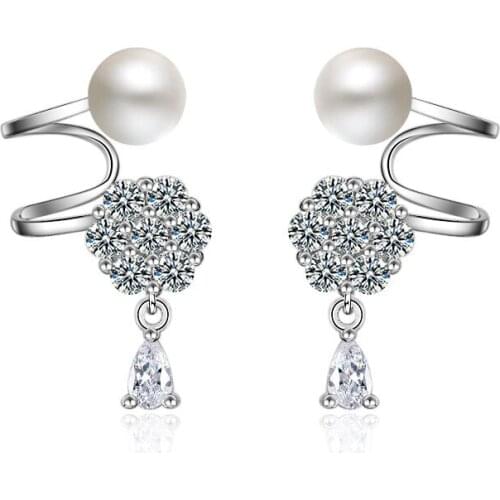 Earring Cuffs Clip Cuff Wrap Earrings For Women Pearl With Piercing Elegant Crystal Zircon Pendants Fashion Jewelry Gifts