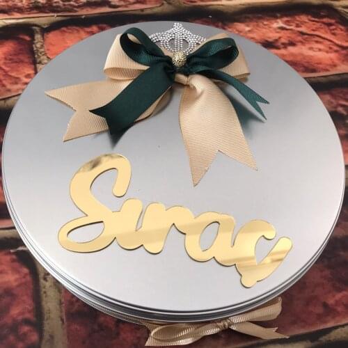 Boy Baby Shower Favor Chocolate Biscuit Cookie Tin Newborn Baptism Box NO CHOCOLATE