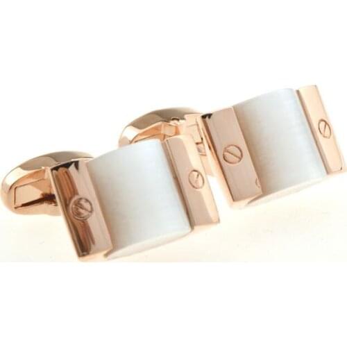 10pairs/lot Exquisite Rose Gold Cufflinks Natural White Shell Inlaid Cuff Links Romantic Gift Mens Wedding Jewelry Accessory