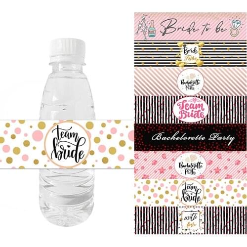 10pcs Bride To Be Bottle Stickers Wedding Bridal Team Bride Water Bottle Labels Bachelorette Party Shower Hen Party Decorations