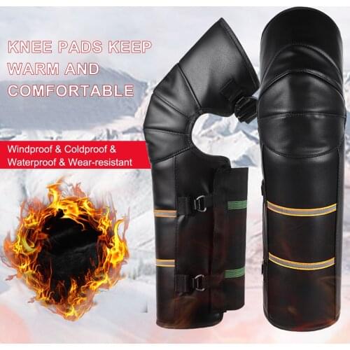 2PCS Protective Knee Pads with Reflective Strip Keep Warm Windproof Waterproof for Cycling Riding Motorcycle Scooter