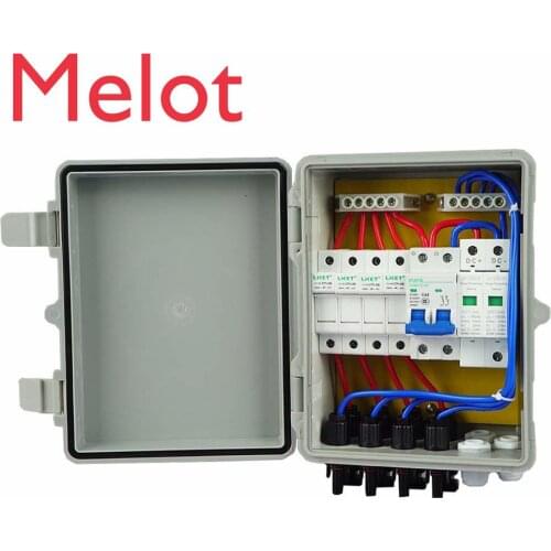 4 String PV Solar Combiner Box 10A Breakers Surge Protection Lightning