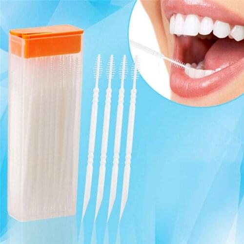 50 PCS Portable Double Head Brush Tooth Picks Plastic Interdental Toothpick Brush home Hotel Dental Picks Oral Care