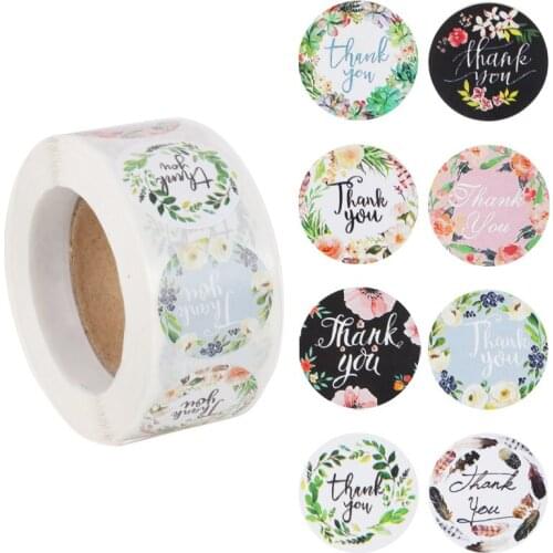 500pcs a roll Thank you letters Seal labels scrapbook Handmade sticker Wedding party Christmas gifts packing Beautify bag decor