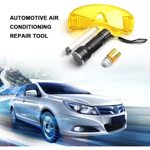 Automobile Air Conditioning System Fluorescent Leak Detection Tools R134a Refrigerant Gas AC Leak Test Protective Glasses Set